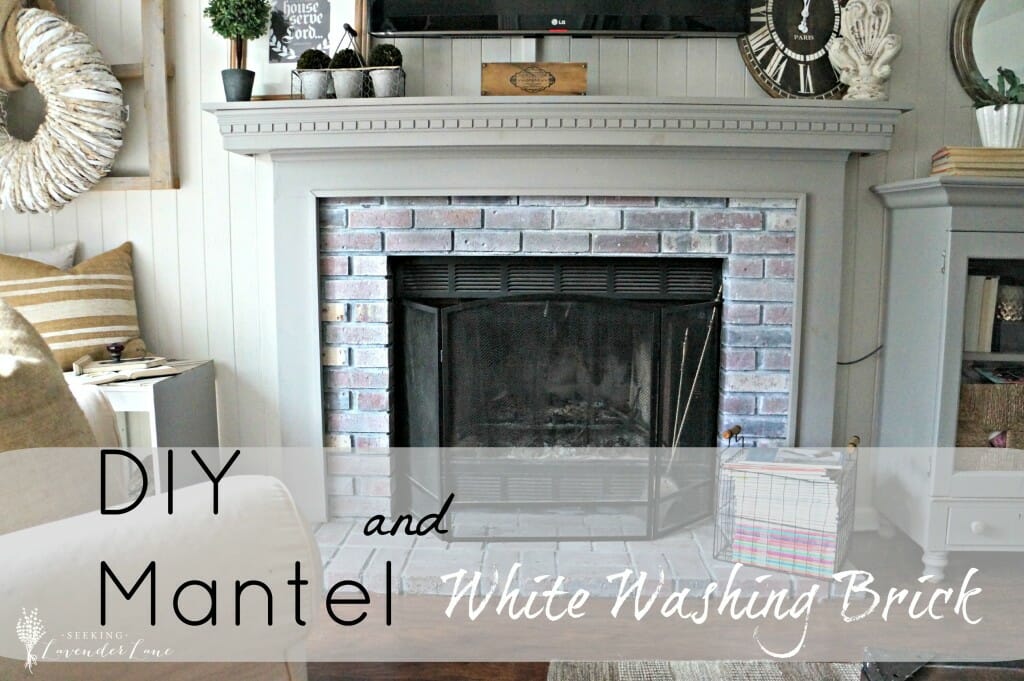 DIY Mantel and White Washing Brick