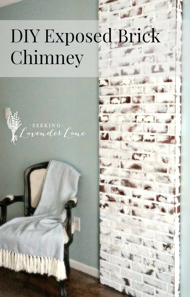 DIY exposed brick chimney #diy #chimney #brick #fauxbrick