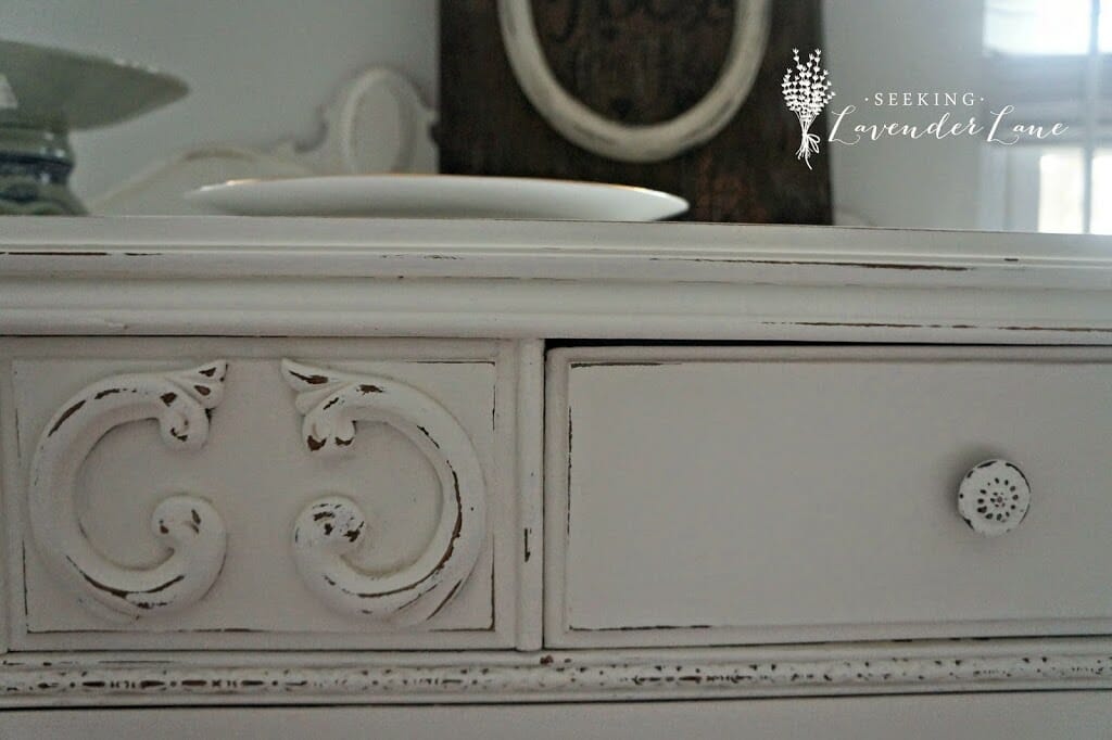 My first DIY on an old dresser! I used 2 coats of Folk Art chalk paint in  sheepskin, san…