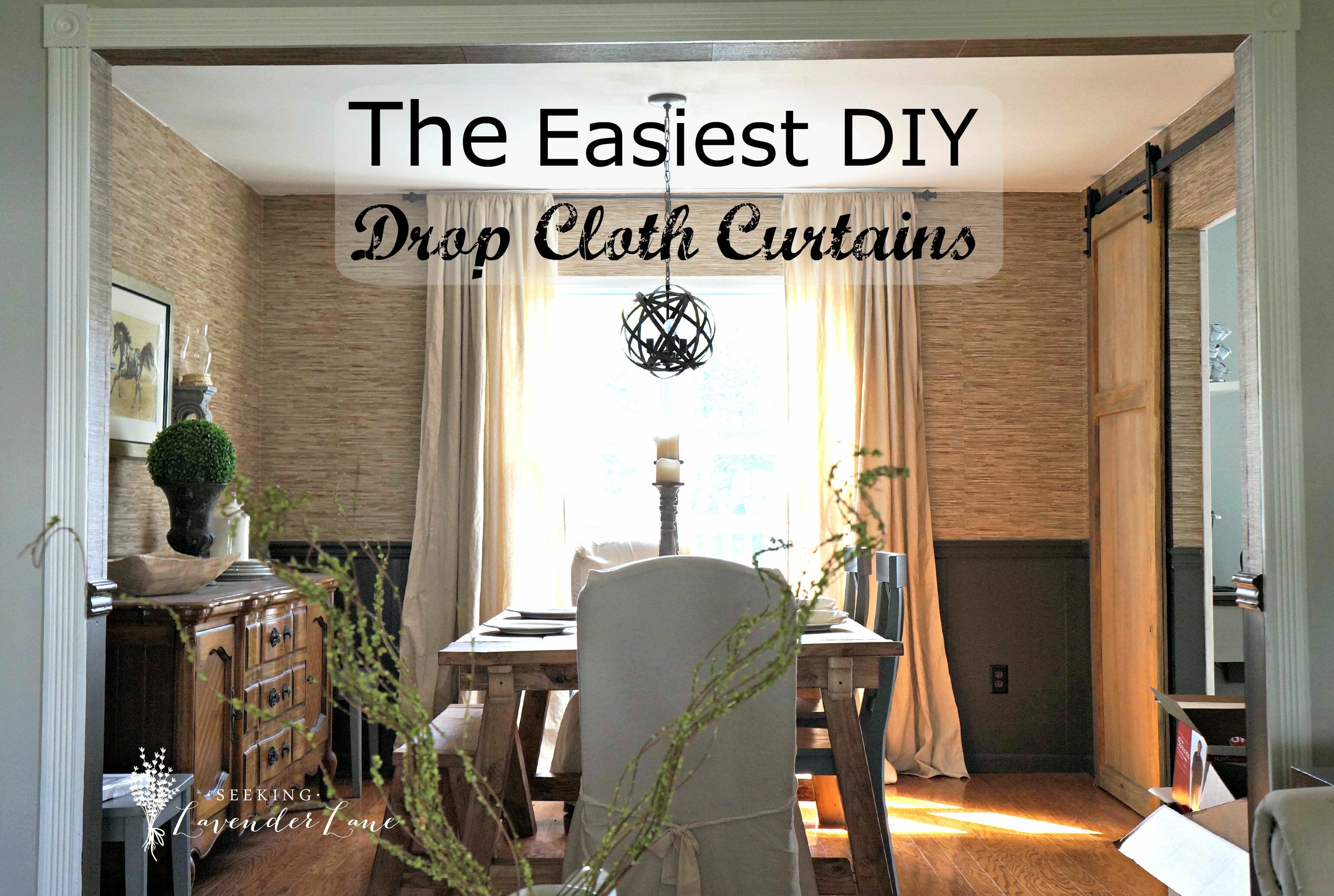 Cheap Home Decor: Easiest DIY Drop Cloth Window Treatments