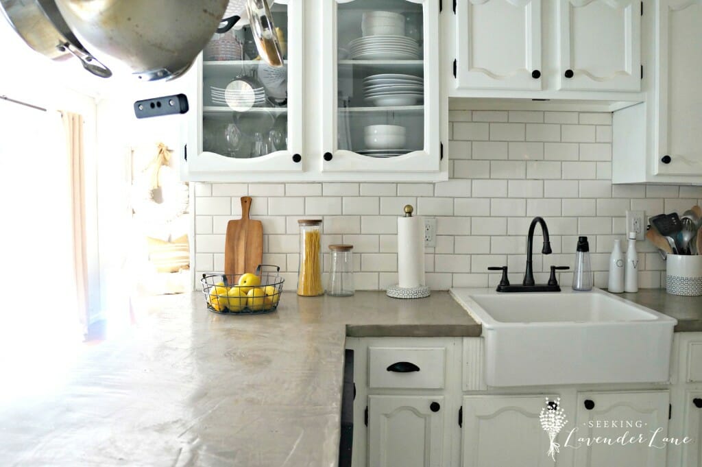 Ardex Feather Finish Counters and White Kitchen