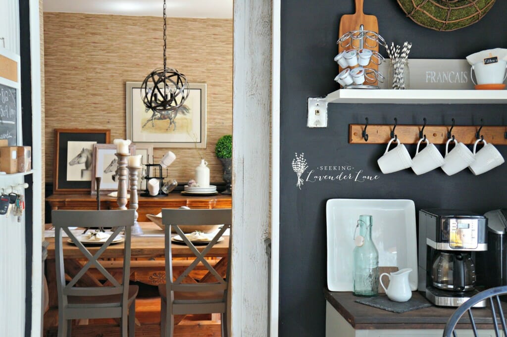 Chalkboard Wall Barn Door and dining room