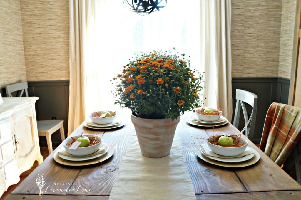 Orange and Gray Fall Dining Space