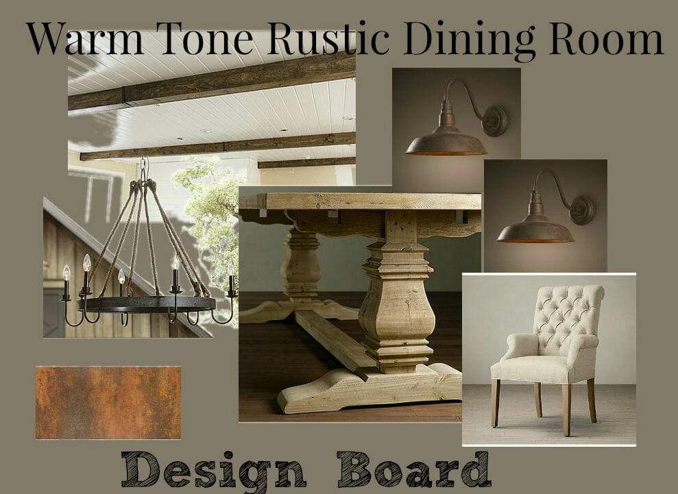 Warm Tone Rustic Dining Room Design Board