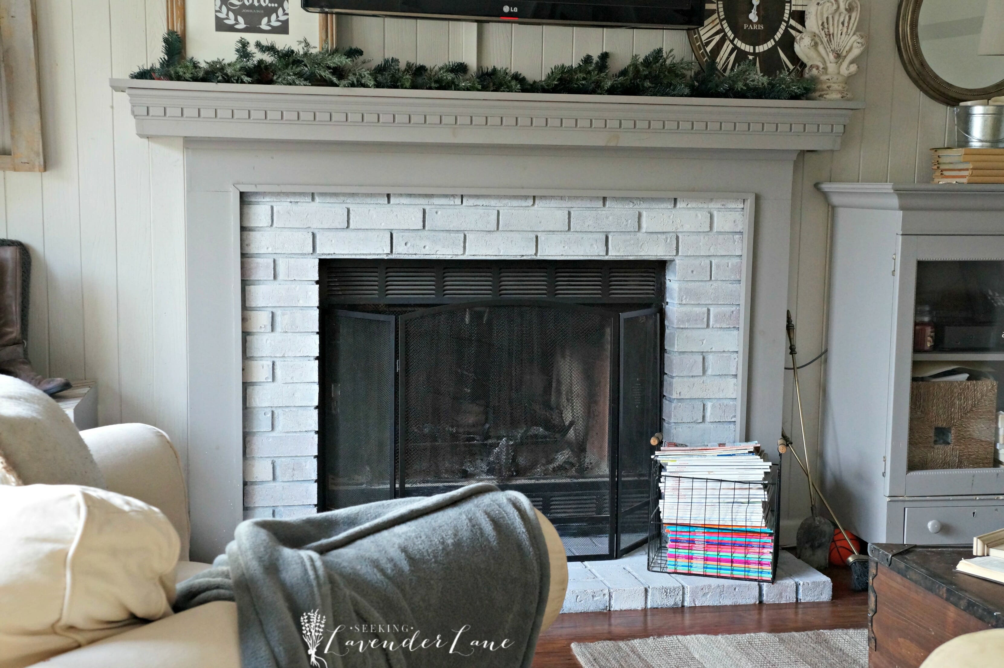 New Year New Room Challenge Re Whitewashing The Brick Fireplace