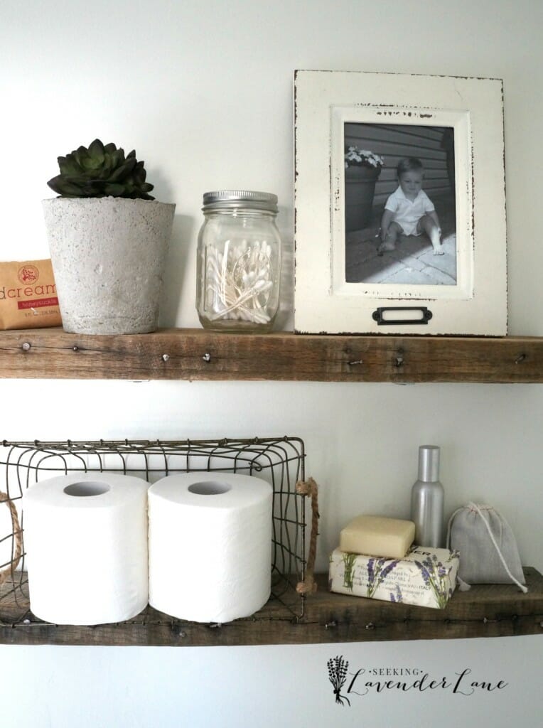 DIY Rustic Bathroom Shelves - Seeking Lavendar Lane