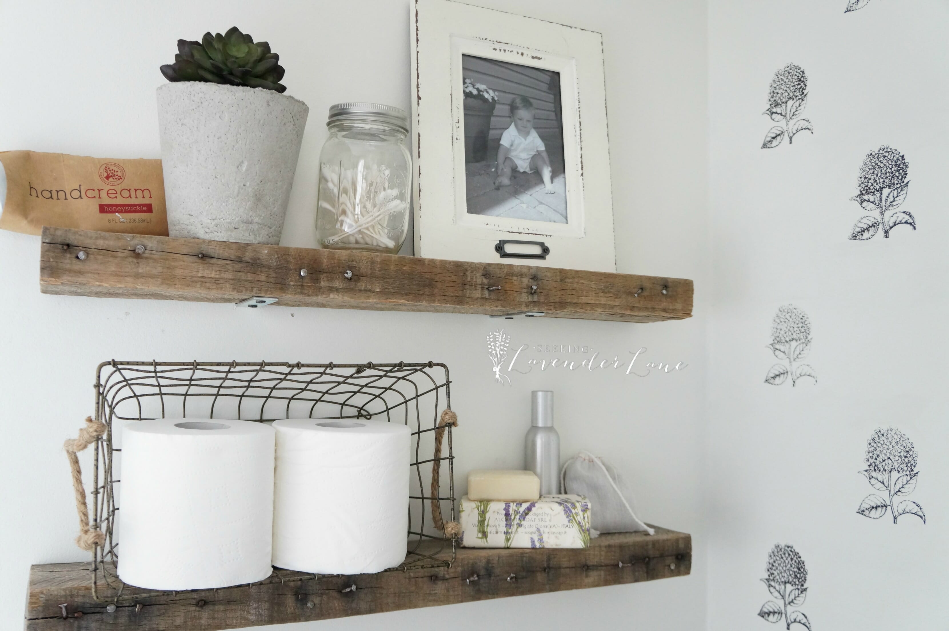 DIY Rustic Bathroom Shelves - Seeking Lavender Lane