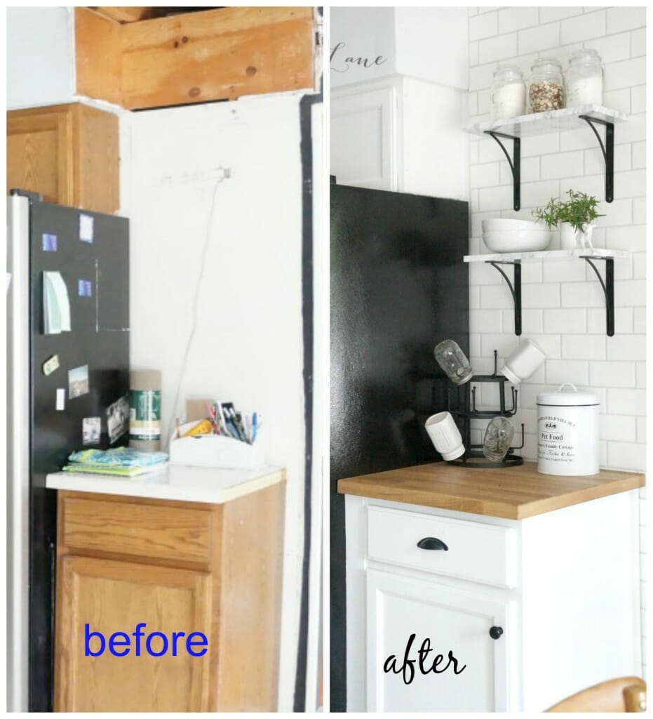 before after marble shelves