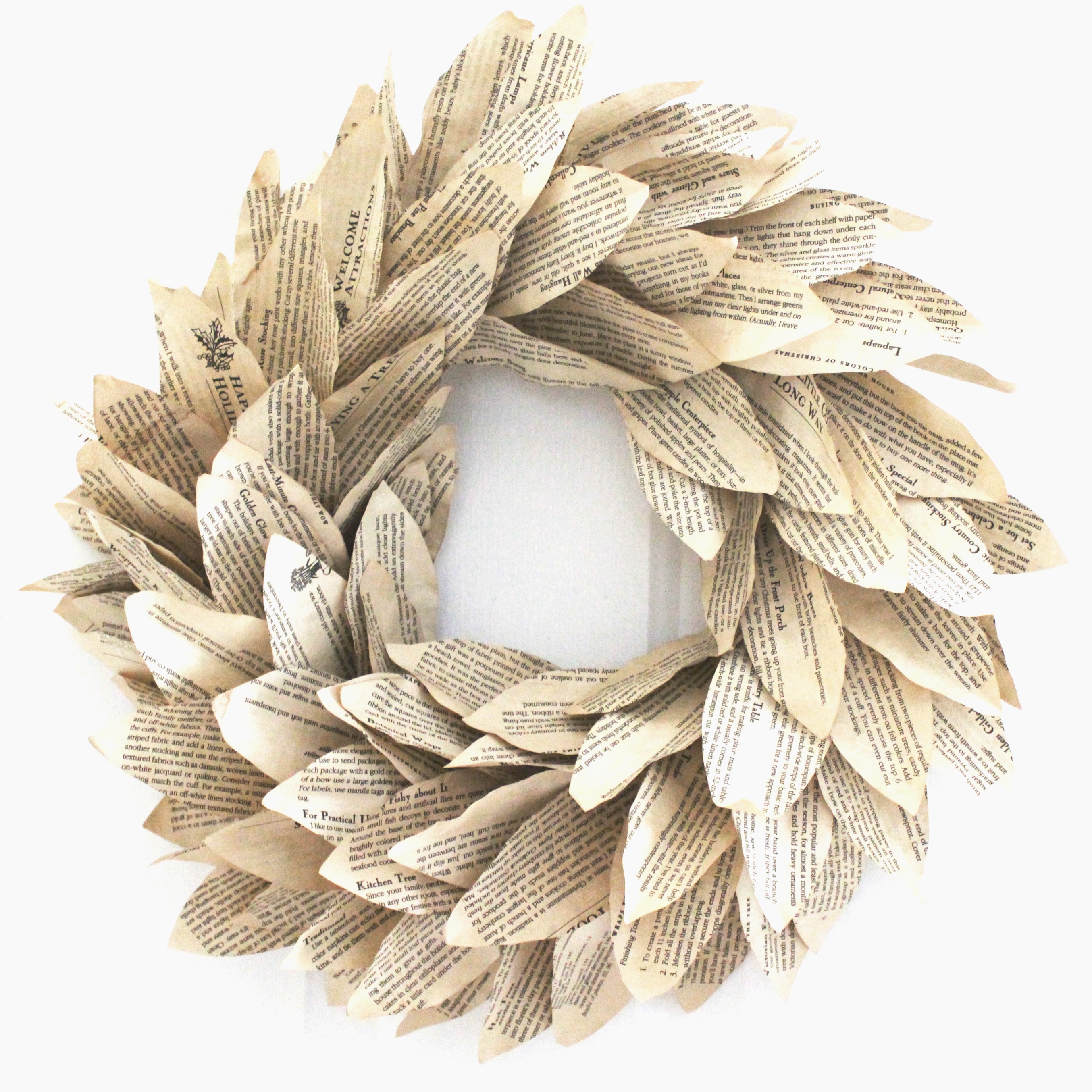 wreath made out of book pages