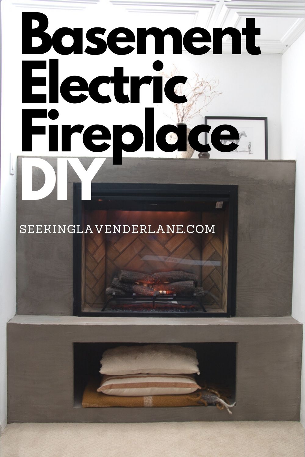 Electric Basement Fireplace Reveal - Seeking Lavender Lane