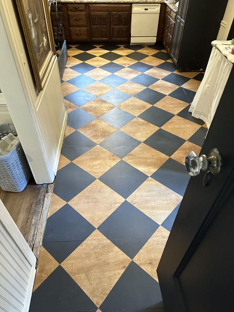 DIY Plywood Harlequin Floors - Seeking Lavender Lane