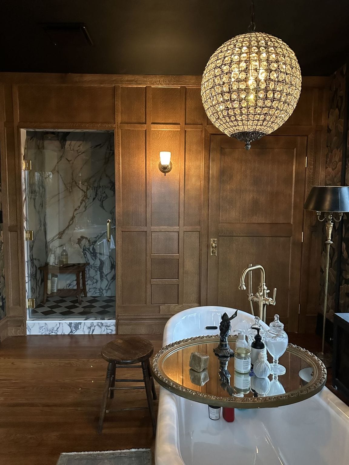 Paneled Wood Wall in Primary Bath - Seeking Lavender Lane